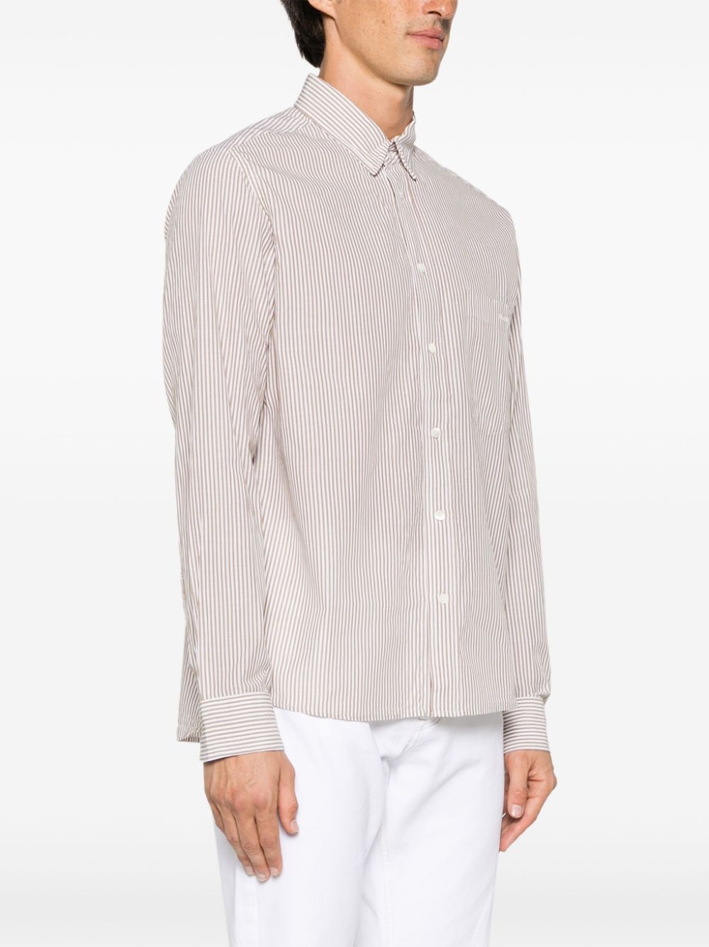 Shop Marant Jasolo Striped Cotton Shirt In Neutrals