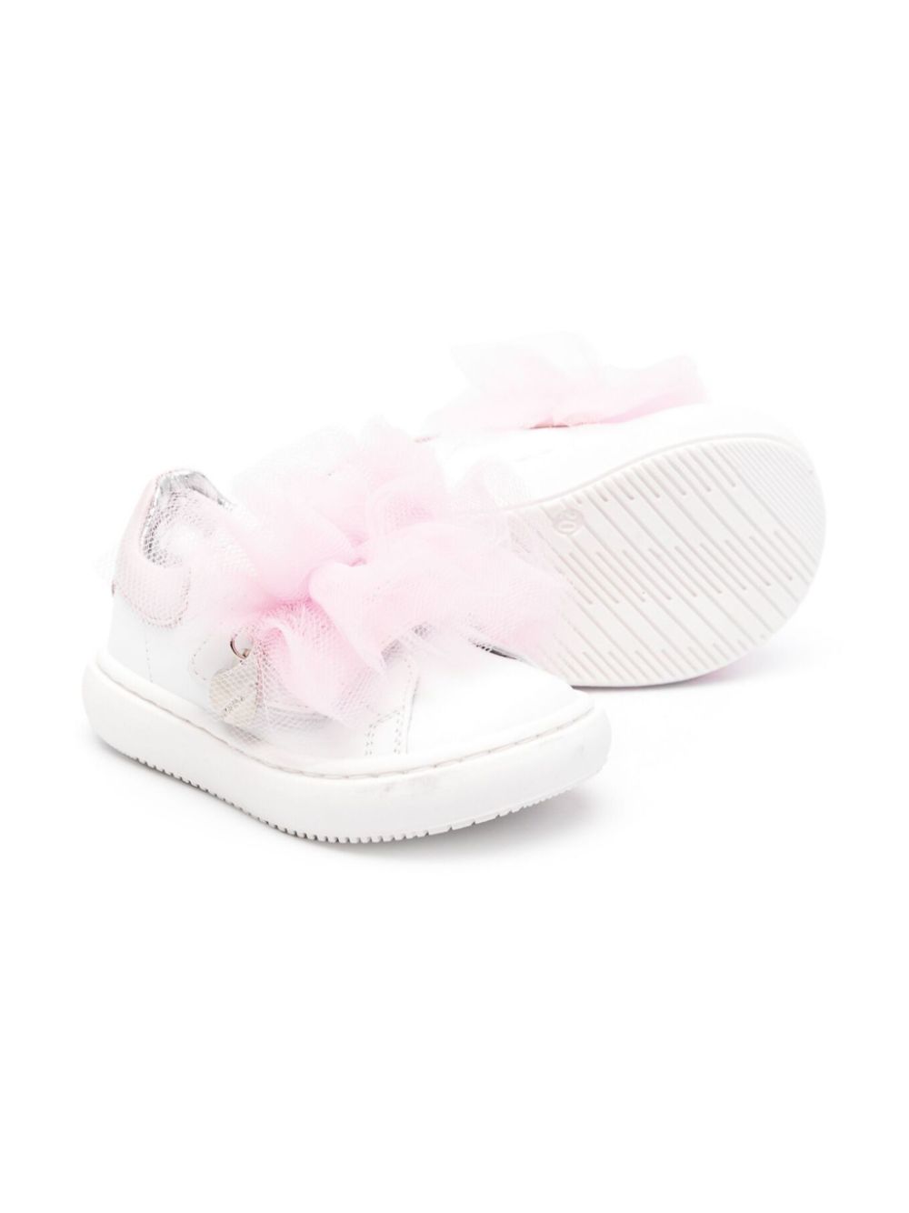 Monnalisa tulle-insert touch-strap sneakers - Wit