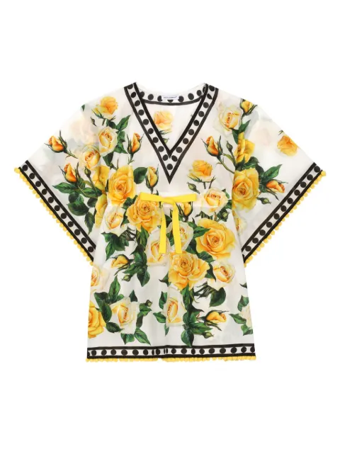 Dolce & Gabbana Kids rose-print cotton dress