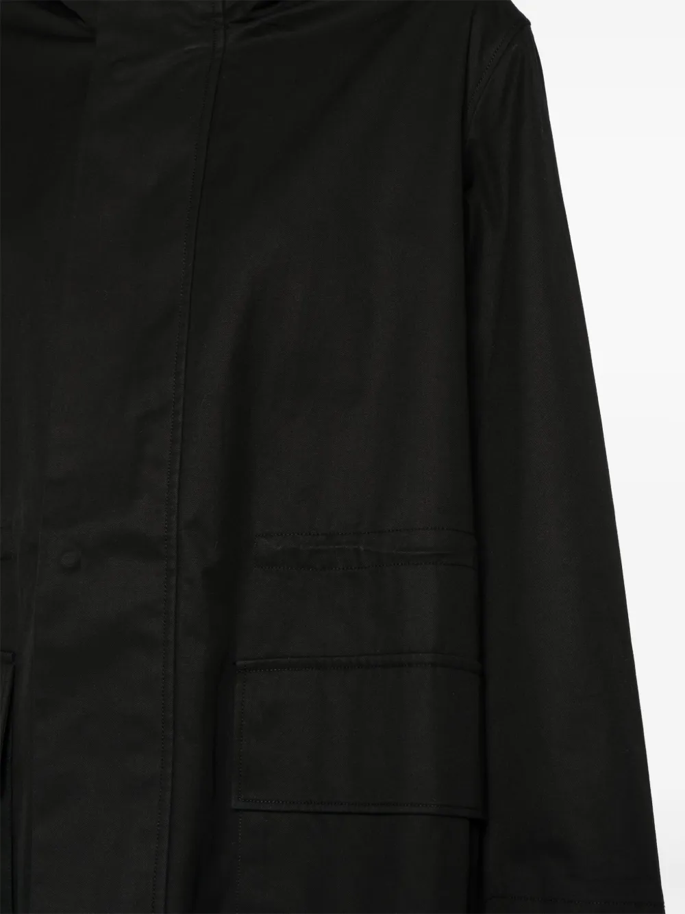 Shop Jnby Hooded Cotton Trench Coat In Black