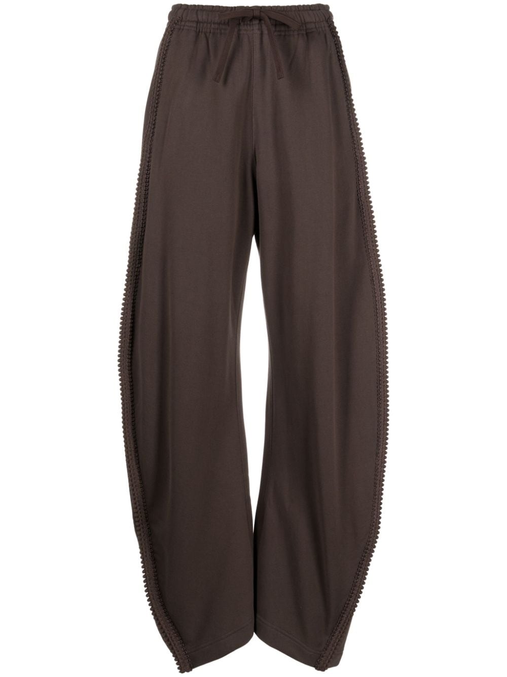 Jnby Embroidered-trim Cotton Track Pants In Brown