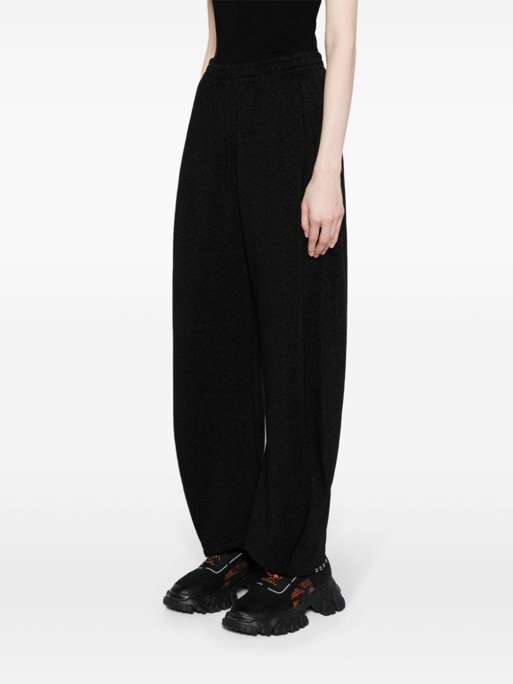 Shop Jnby Glitter-detail Cotton-blend Track Pants In Black