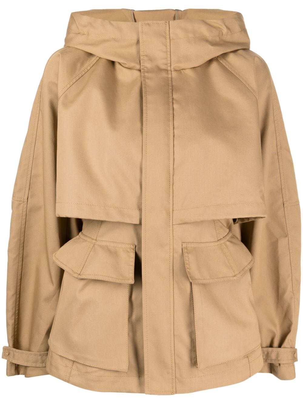Jnby Hooded Cotton Jacket In Brown
