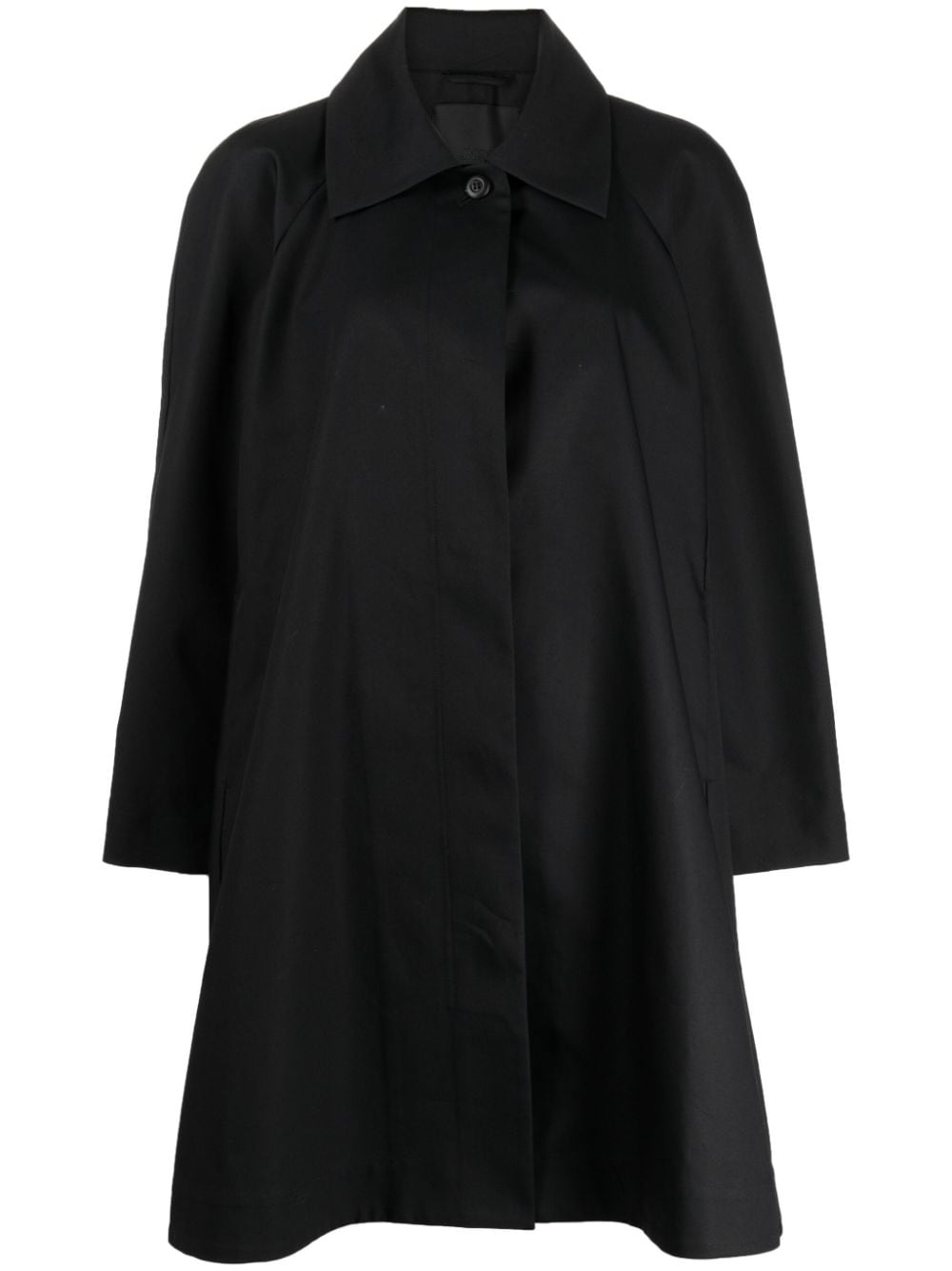 Jnby Mid-length Cotton Trench Coat In Black