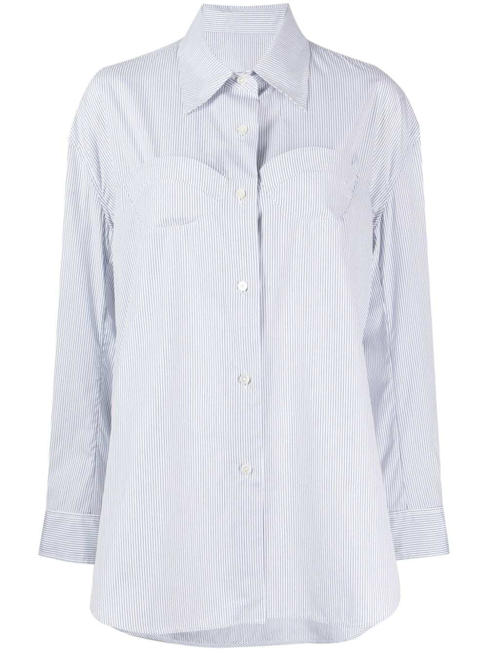 Jnby Pinstripe Gathered-waist Shirt In White
