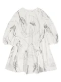 jnby by JNBY pencil drawing-print flared dress - White