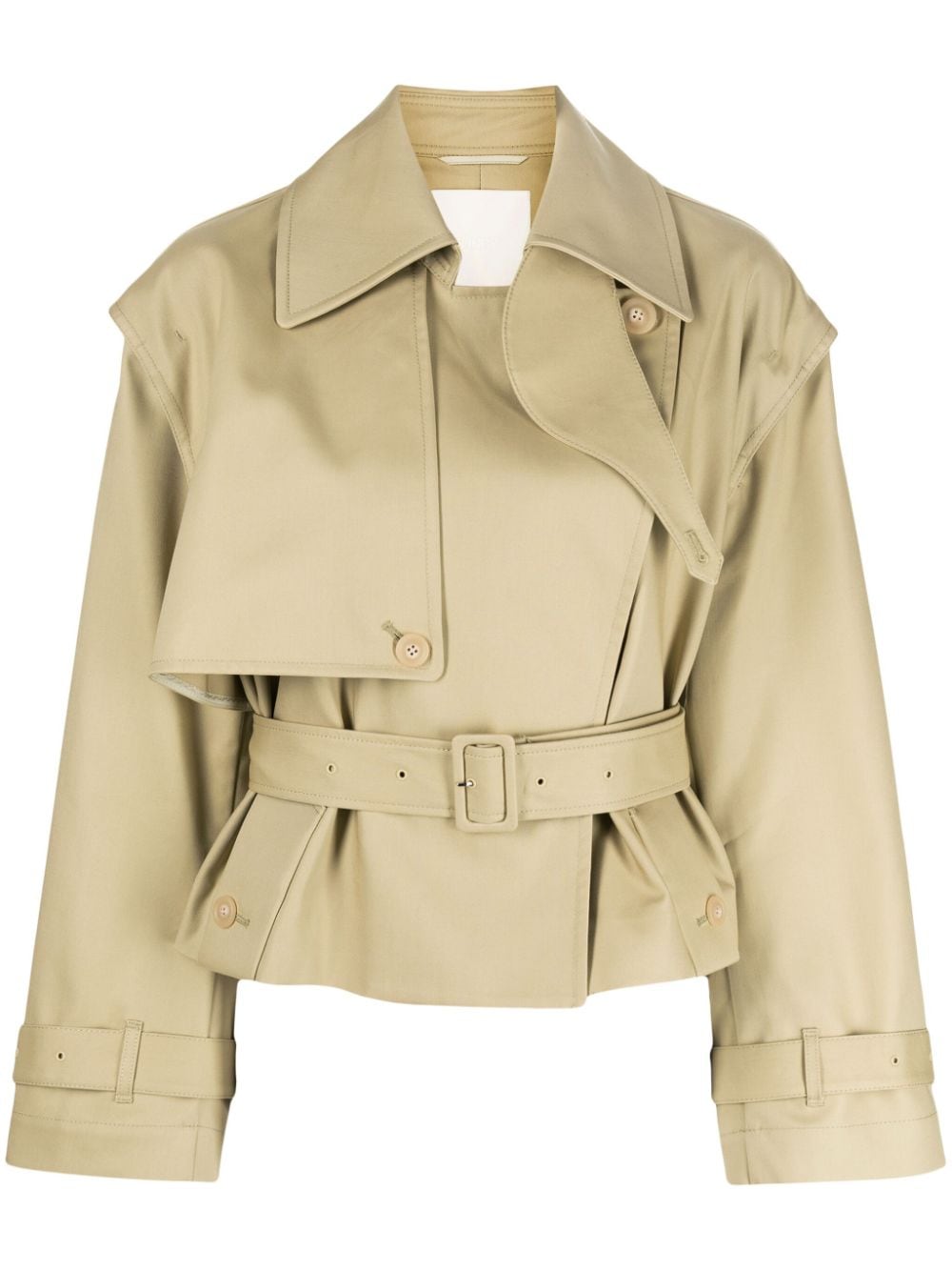 Jnby Open-back Cropped Trench Coat In Neutrals