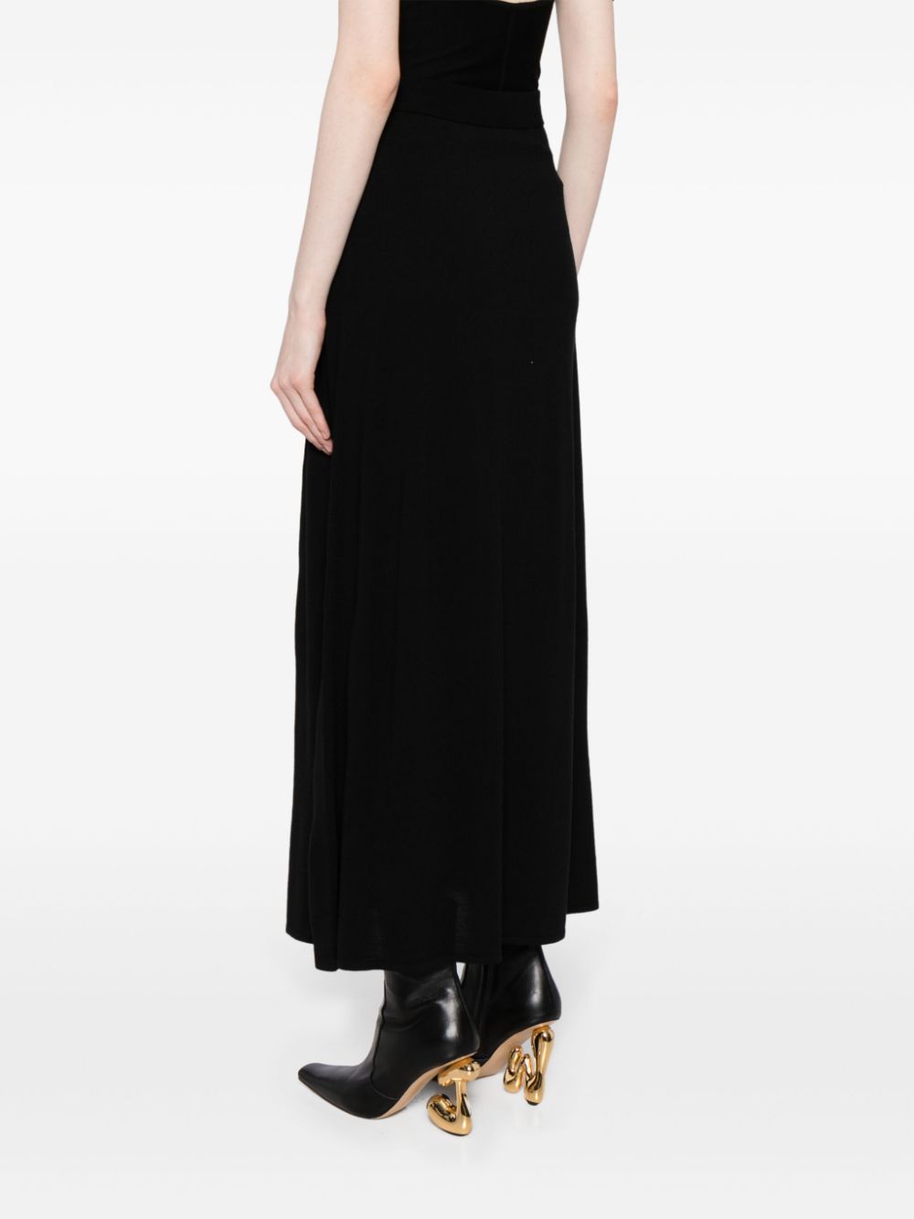 Shop Jnby Long A-line Wool Skirt In Black