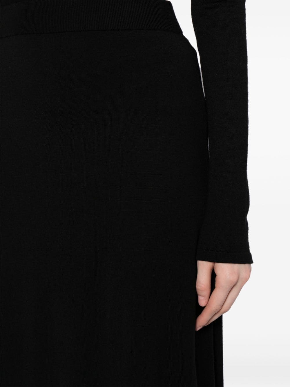 Shop Jnby Long A-line Wool Skirt In Black