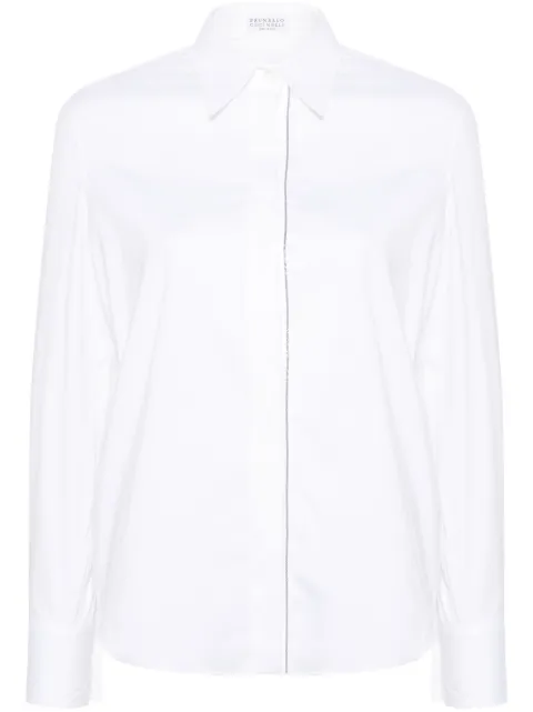 Brunello Cucinelli beaded-trim poplin shirt