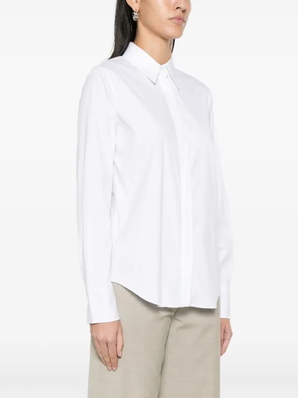 Chemisier De Luxe Brunello Cucinelli En Soie Organza Perlé - Taille S, Transparent Et Doublé, Neuf étiqueté