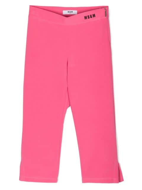 MSGM Kids embroidered-logo straight-leg trousers