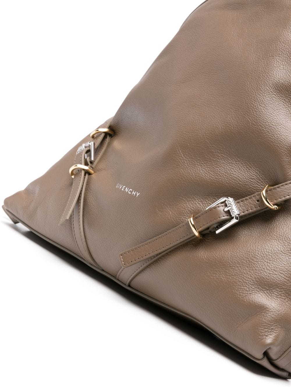 Shop Givenchy Voyou Leather Shoulder Bag In Brown