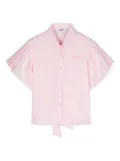 MSGM Kids logo-embroidered cotton shirt - Pink