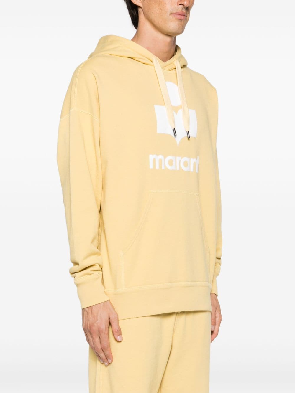 Shop Marant Miley Logo-flocked Hoodie In Yellow