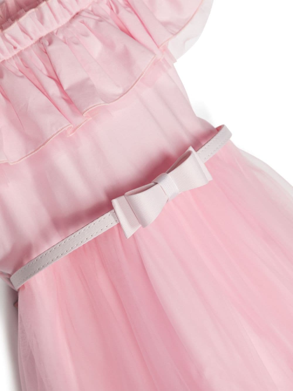Shop Monnalisa Ruffle-detail Tulle Dress In Pink