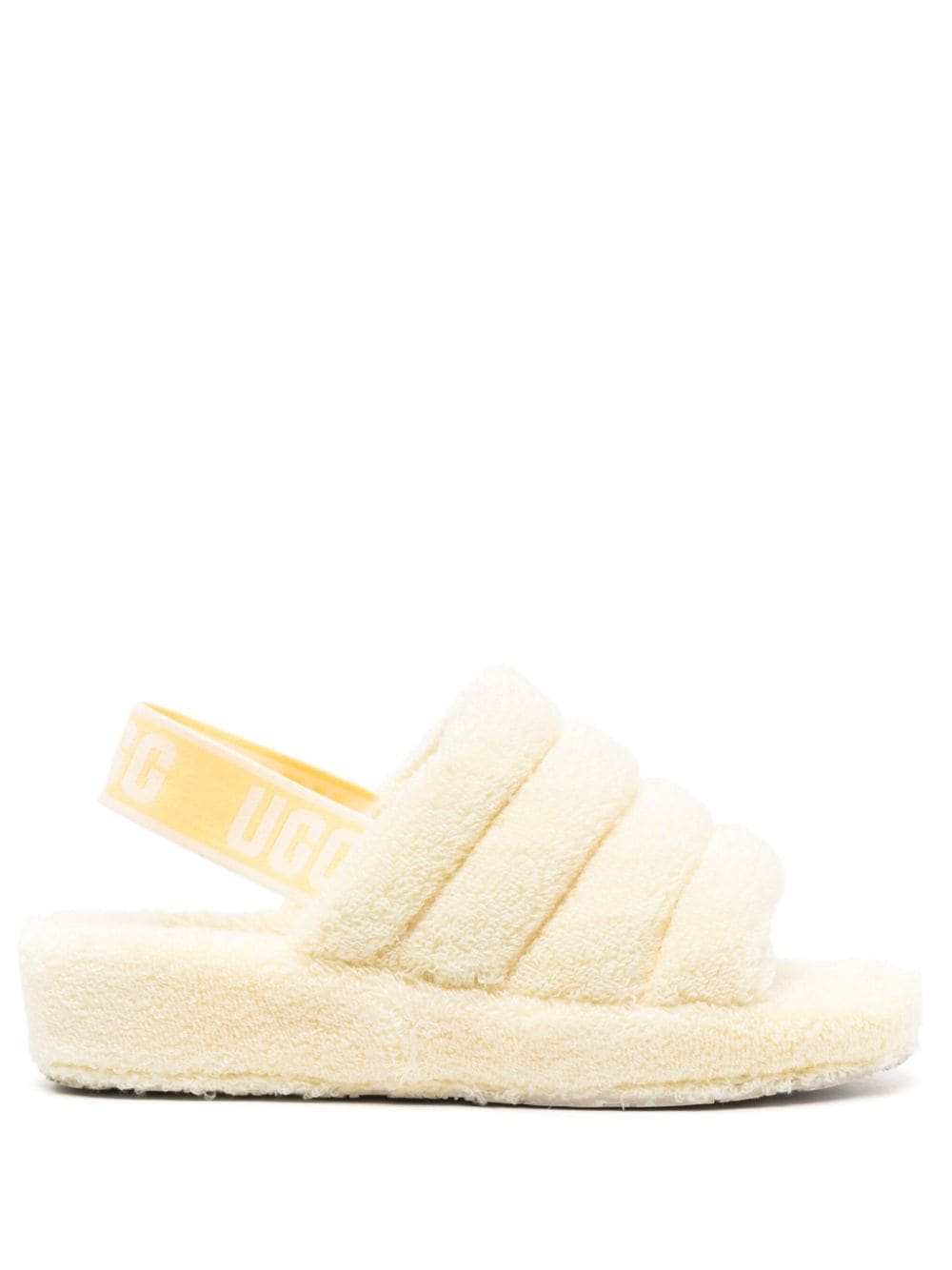 Yellow ugg fluff online yeah slides