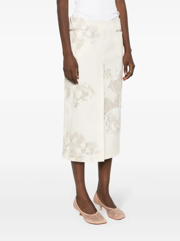 REMAIN Midi-rok Met Bloemenprint Beige FARFETCH NL