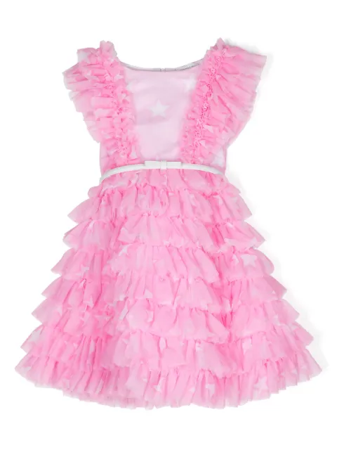 Monnalisa star-print tulle dress