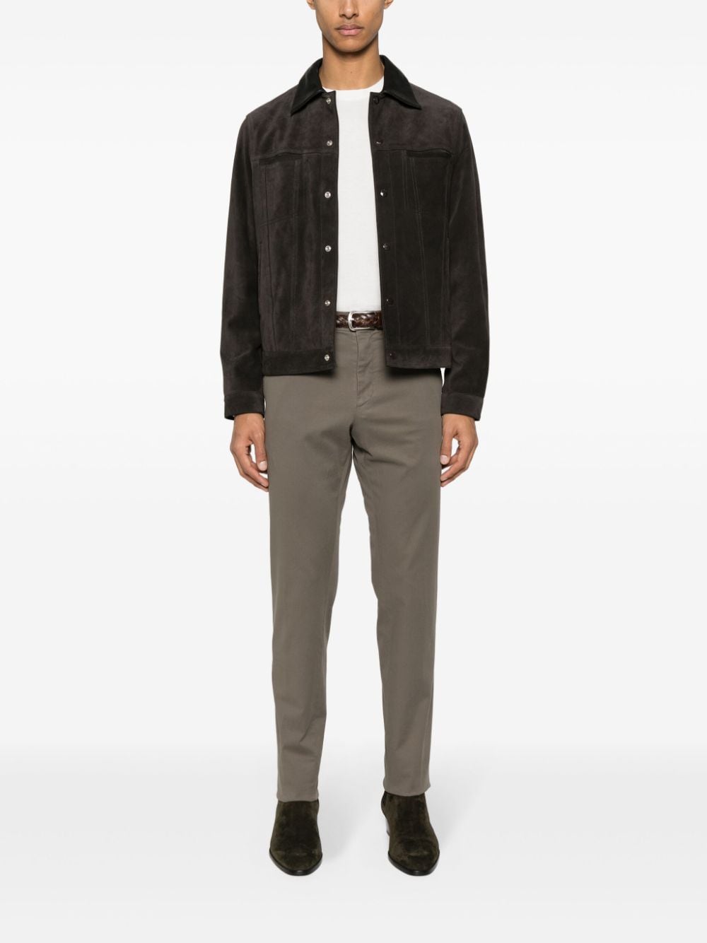 Shop Zegna Mid-rise Slim-fit Chinos In Grey