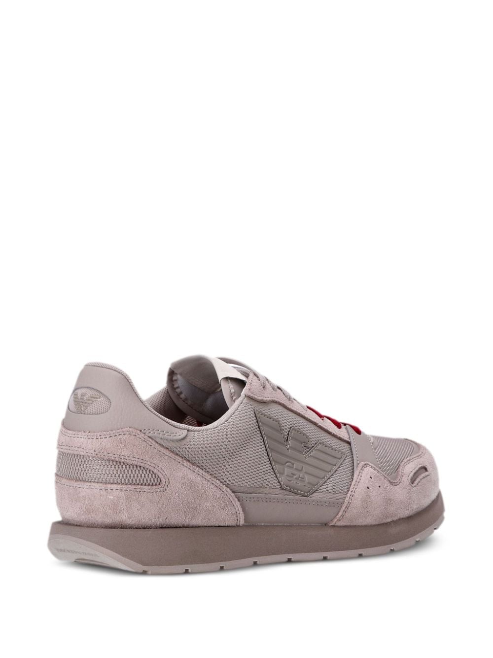 Shop Emporio Armani Eagle-patch Suede-panelled Sneakers In Neutrals