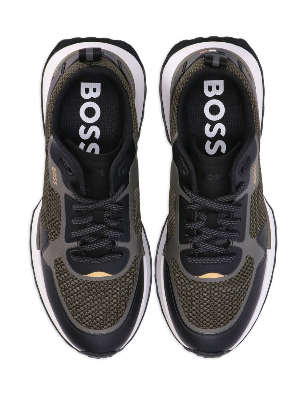 Shop Hugo Boss Logo-print Panelled Sneakers In Green