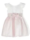 AMAYA floral-appliqué flared dress - Pink