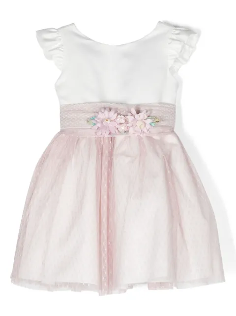 AMAYA floral-appliqué flared dress