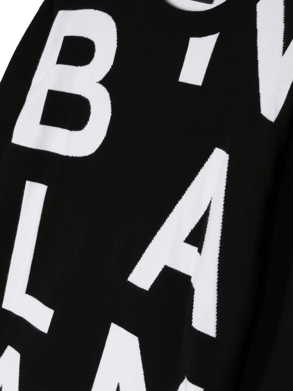 Shop Balmain Crew-neck Logo-intarsia Jumper In Black