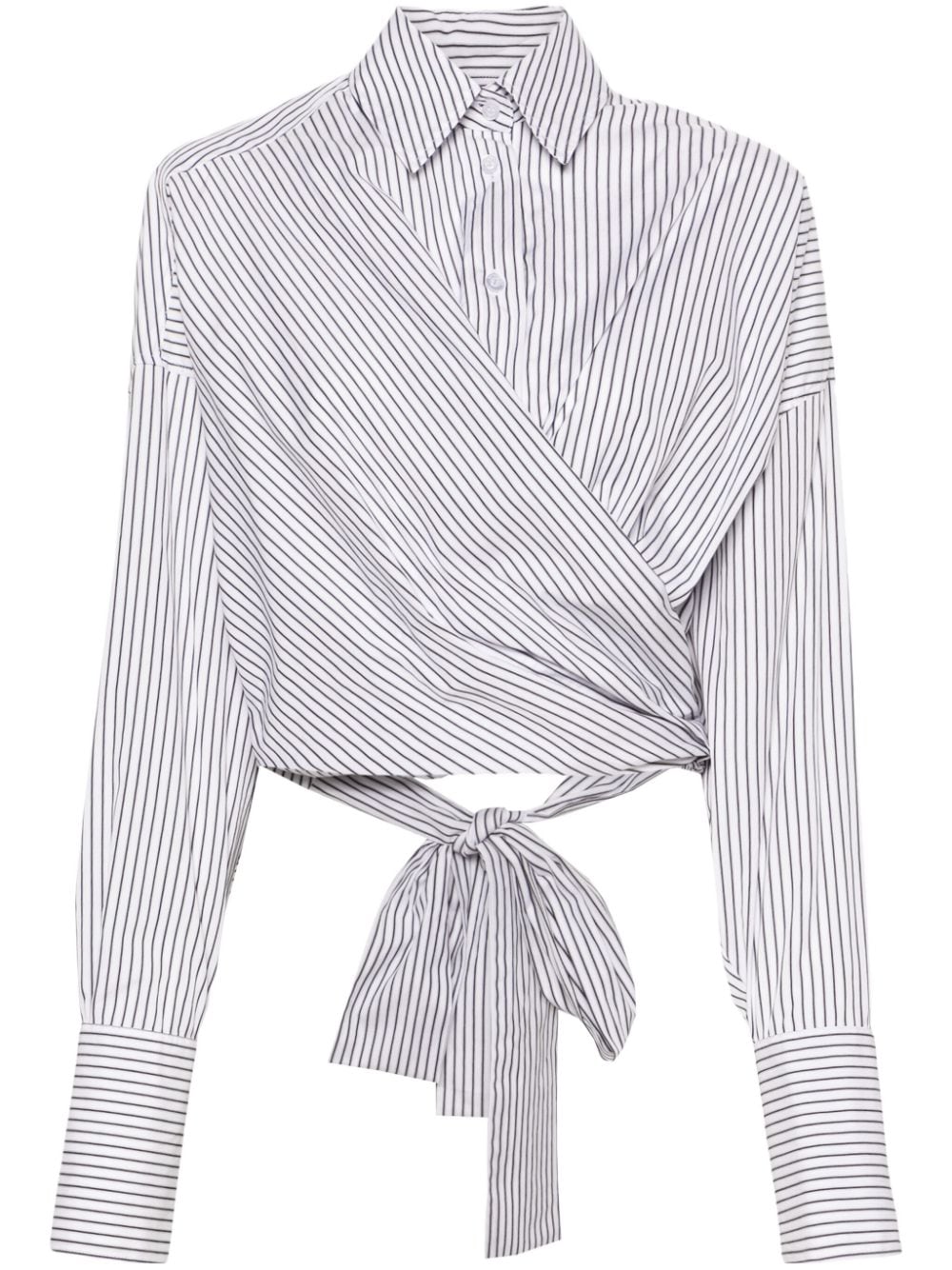 Image 1 of Viktor & Rolf cropped wrap striped shirt