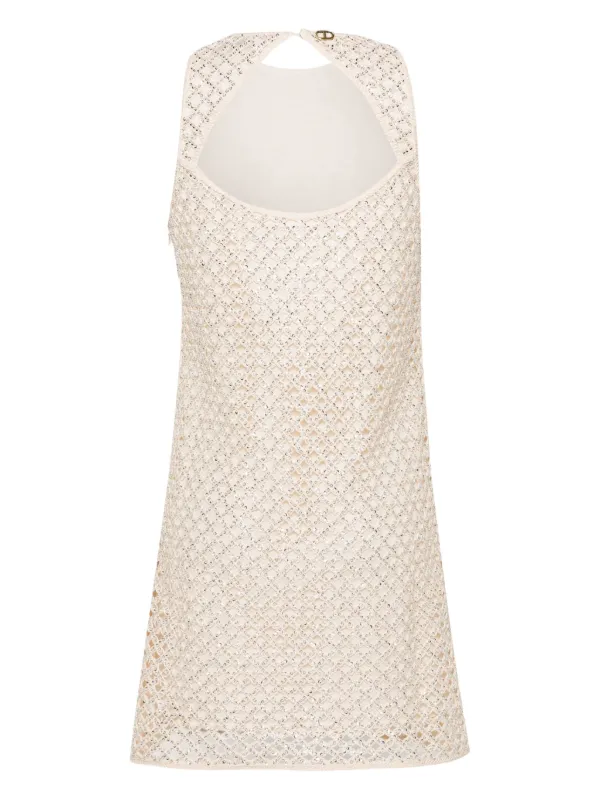 TWINSET Beaded Mesh Minidress | Neutrals | FARFETCH GE