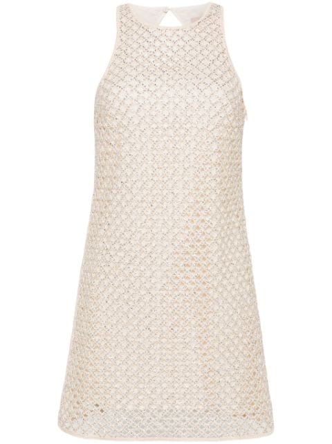 beaded mesh minidress