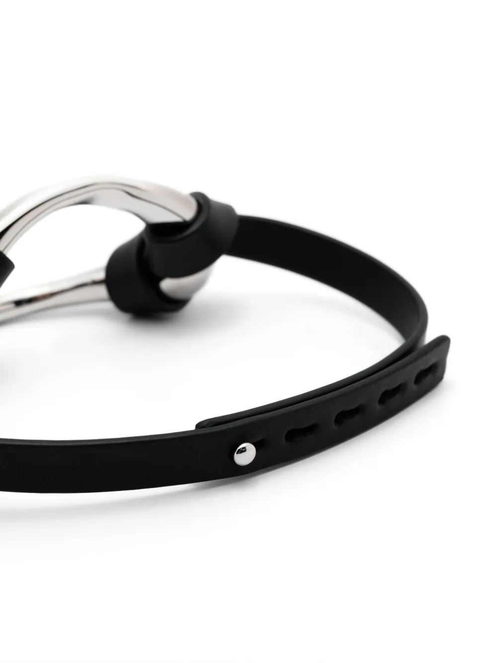  Jil Sander Leather Choker Necklace - Black 