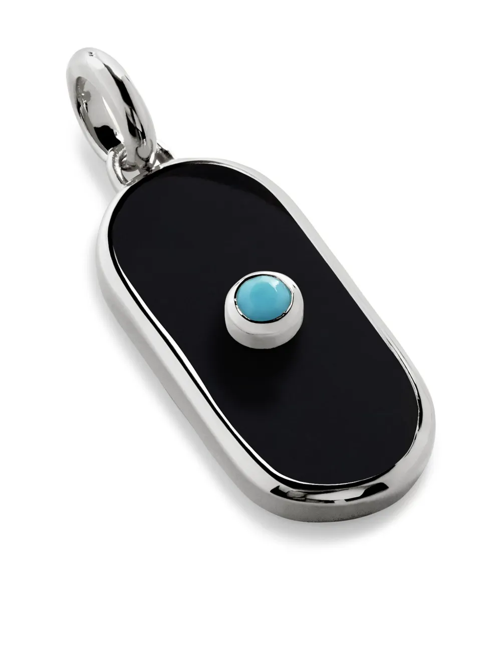 Monica Vinader Sterling Silver Gemstone Tablet Pendant Charm Black Onyx In Silver