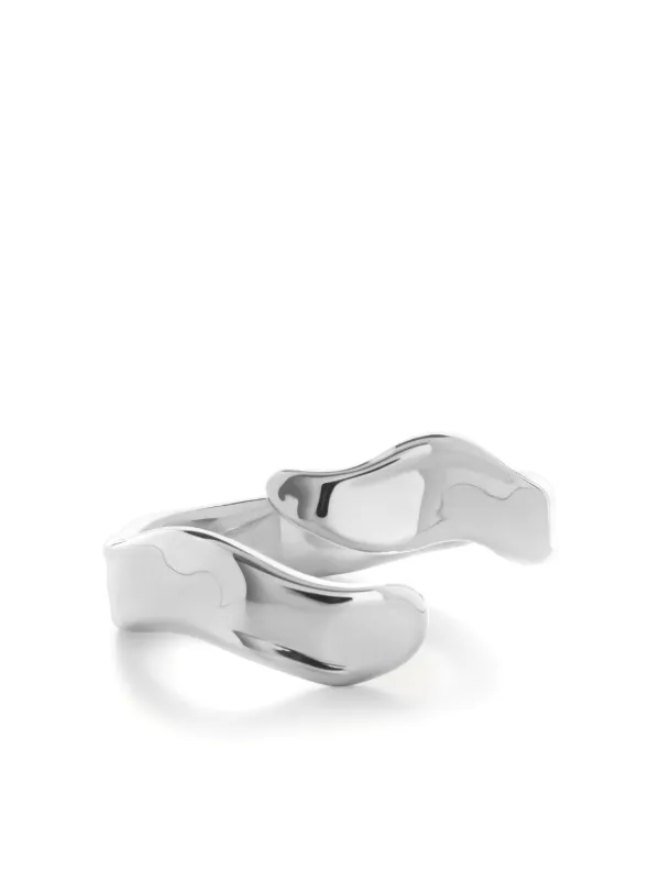 Monica Vinader The Wave Asymmetric Wrap Ring Silver FARFETCH AM