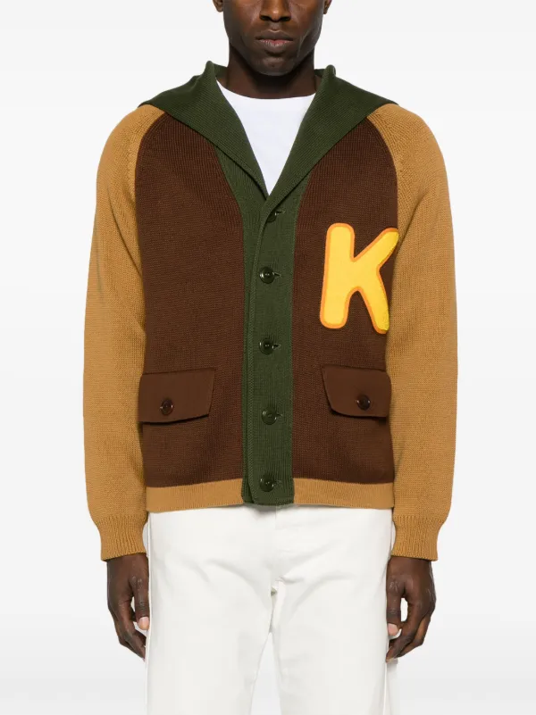 Kenzo colour-block Cotton Cardigan | Brown | FARFETCH