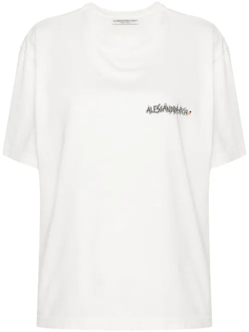 T-shirt orné de cristaux à imprimé graphique - Alessandra Rich - Modalova