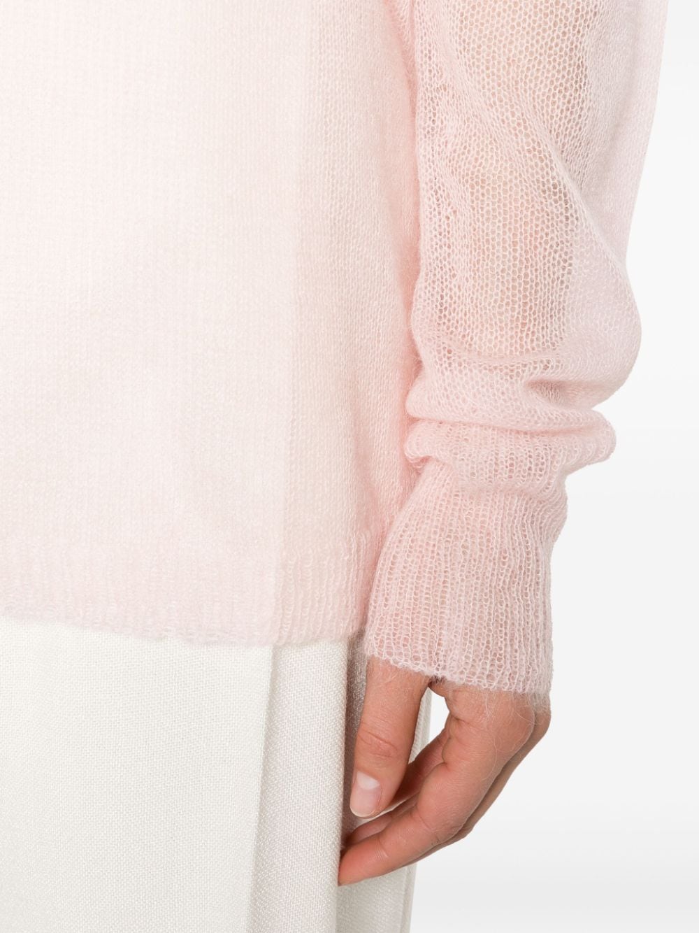 Shop Fabiana Filippi Drop-shoulder Brushed Jumper In Pink