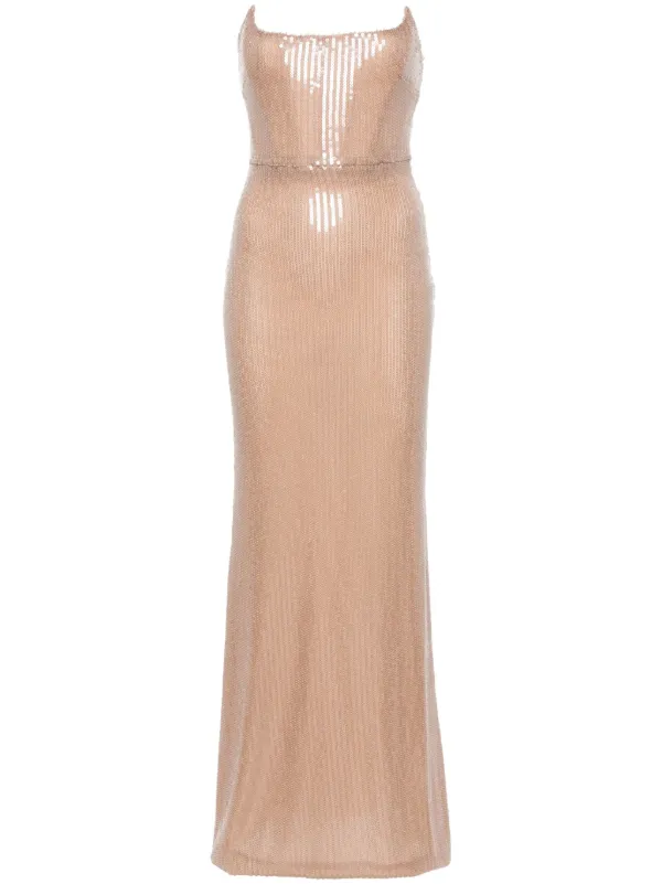 gold corset maxi dress One Shoulder Gold Corset Long Prom Dress with Slit – FancyVestido main image 1