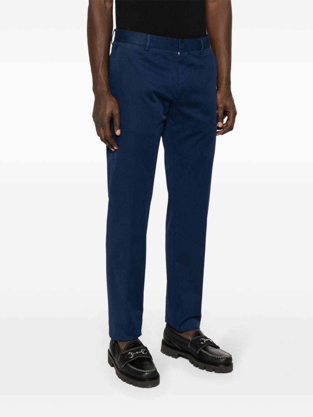 Shop Zegna Mid-rise Straight-leg Chinos In 蓝色