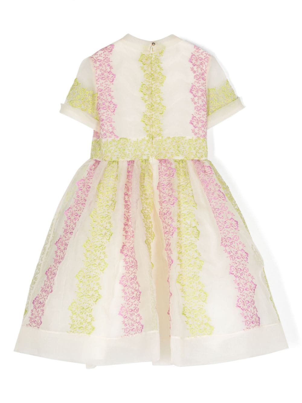Shop Elie Saab Junior Floral-embroidered Dress In Neutrals