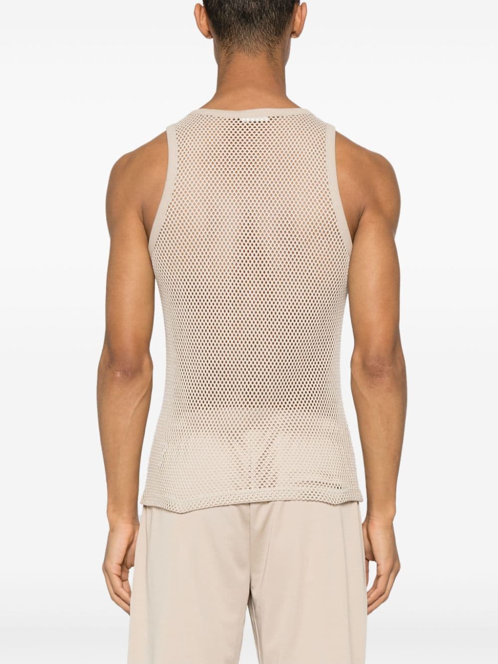 Shop Courrèges Logo-patch Mesh Top In Neutrals