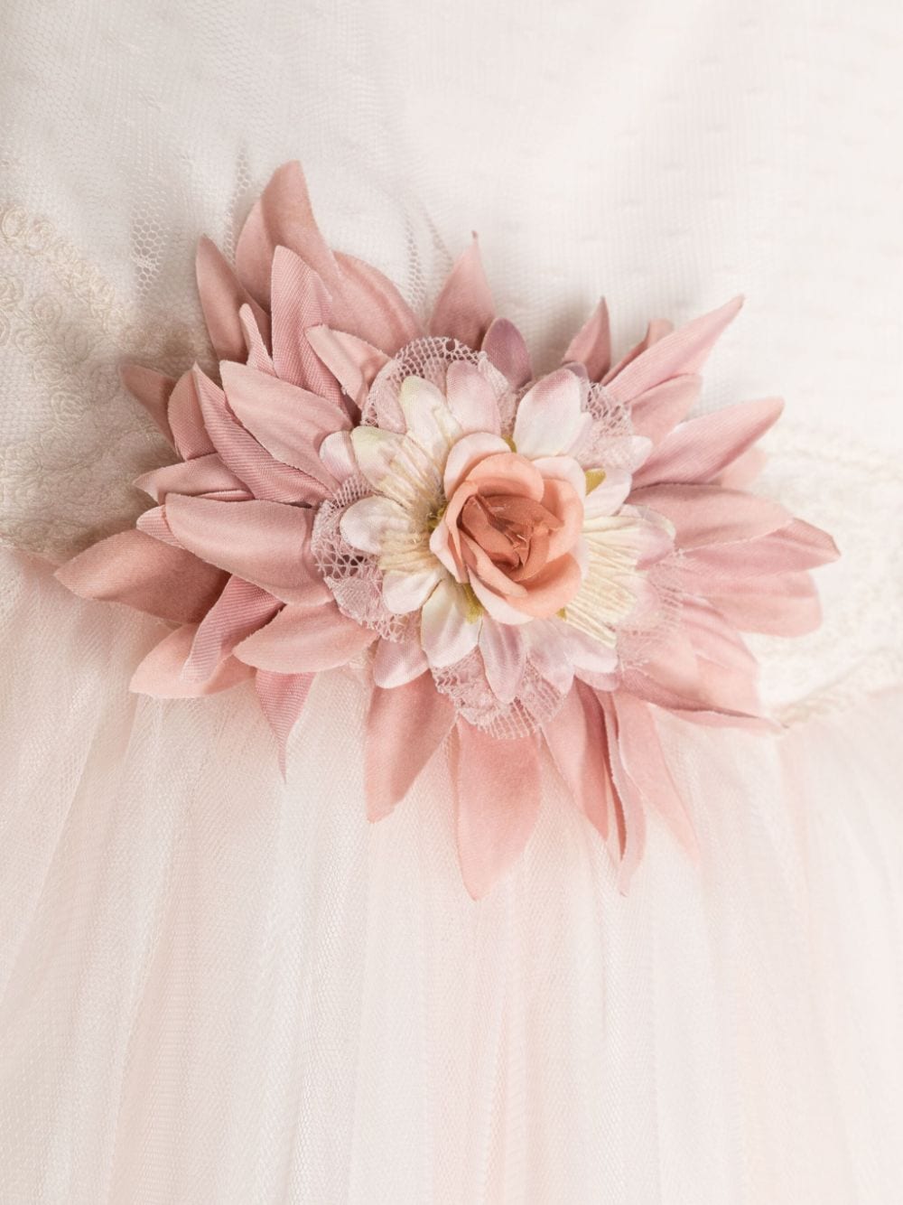 Shop Amaya Floral-appliqué Tulle Dress In 粉色