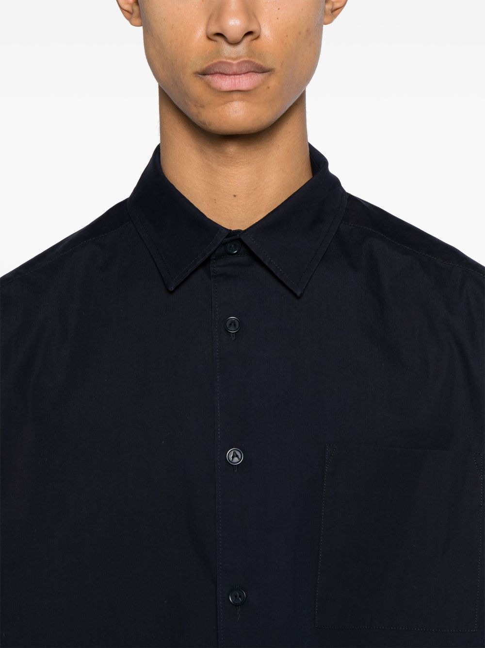 Shop Apc Button-up Cotton Shirt In Blue