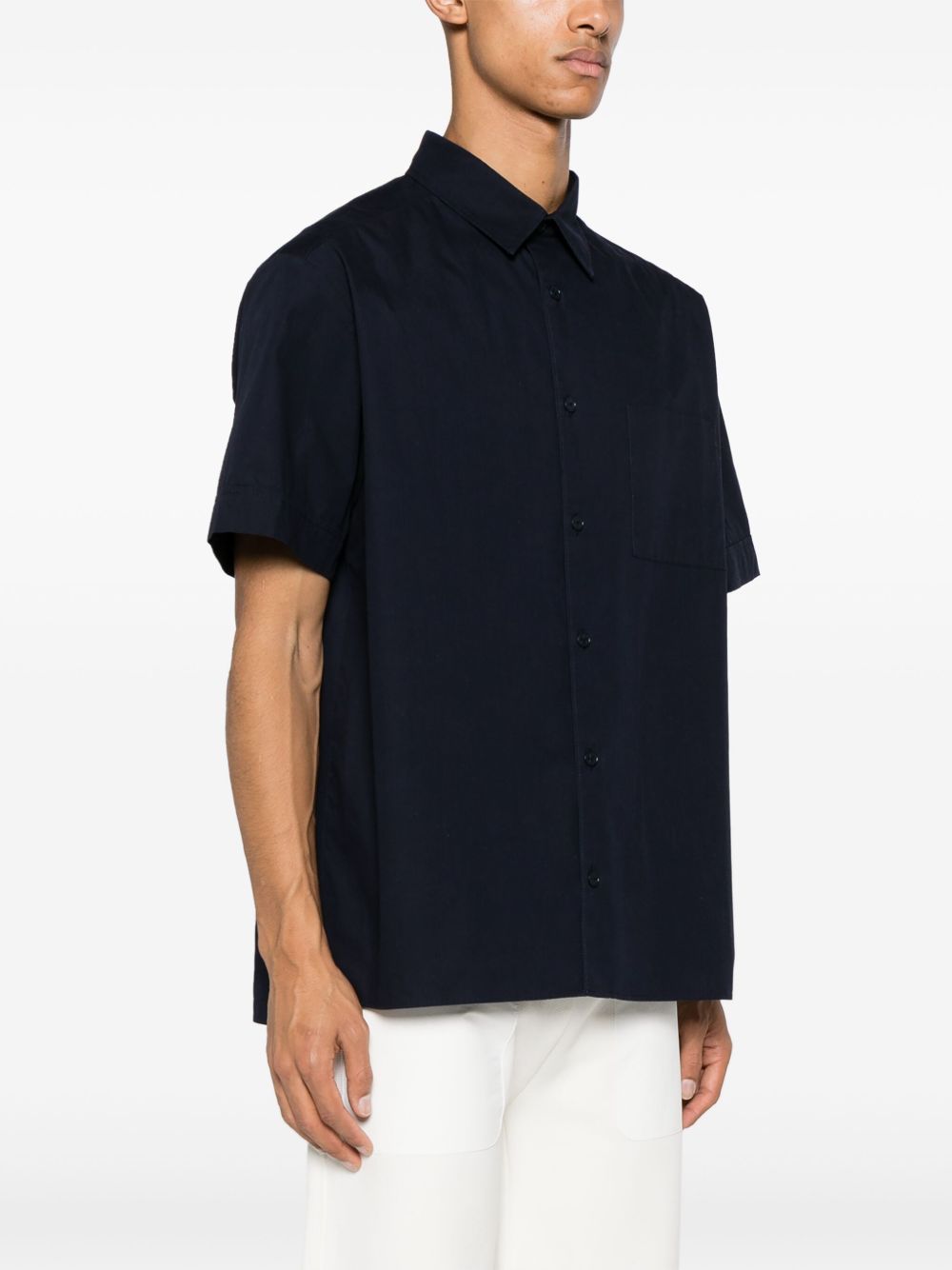 Shop Apc Button-up Cotton Shirt In Blue