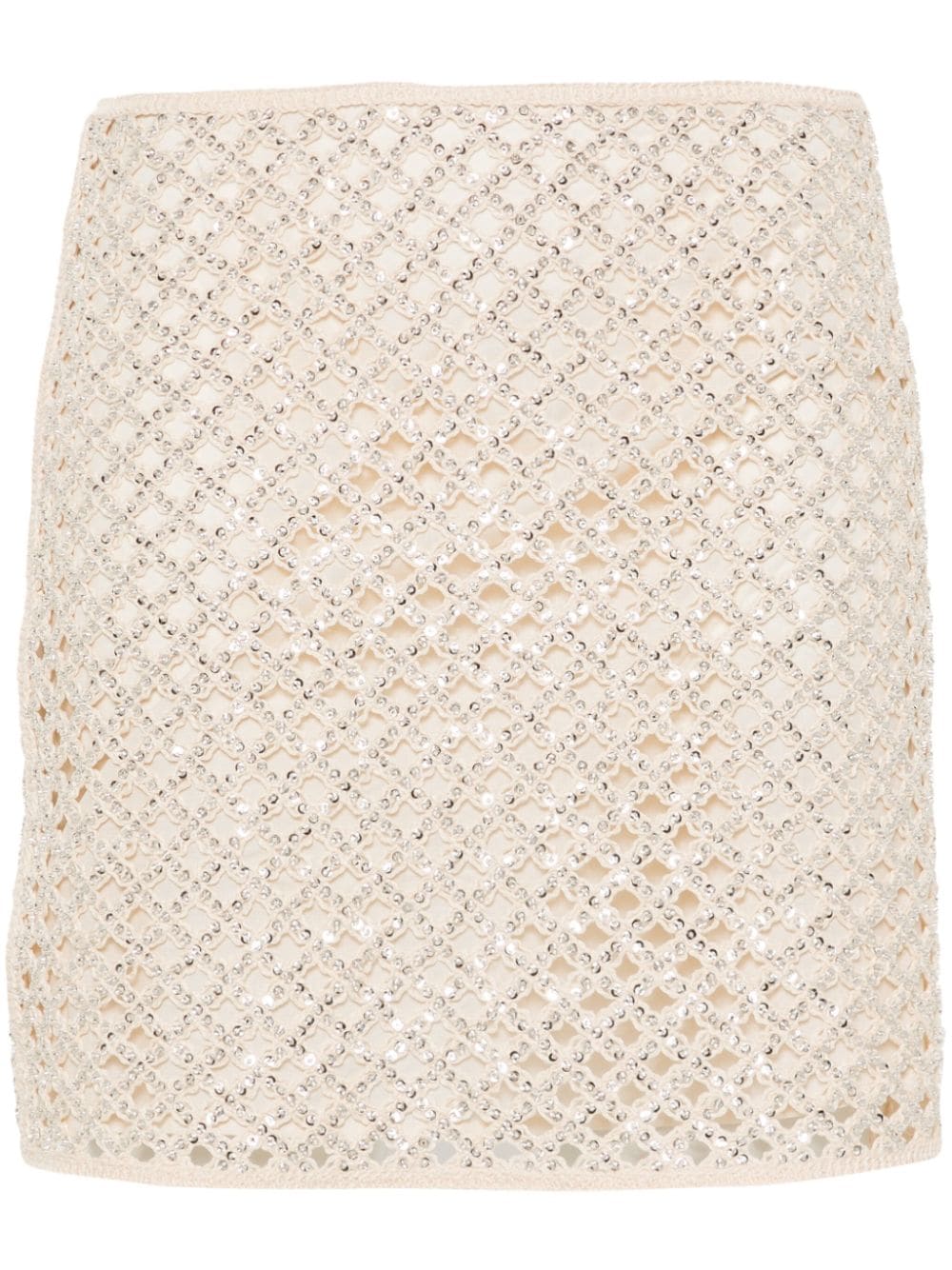 TWINSET beaded open-knit miniskirt - Nude