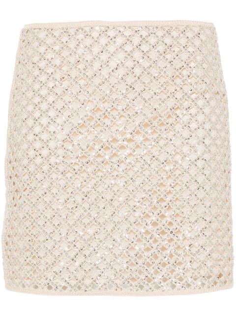 TWINSET beaded open-knit miniskirt