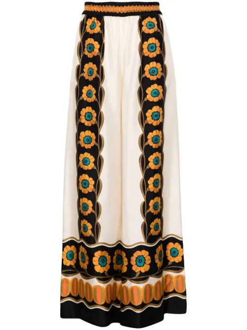 Pantalon palazzo Daisy Chain en soie - La DoubleJ - Modalova