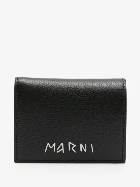Marni logo-embroidered leather wallet