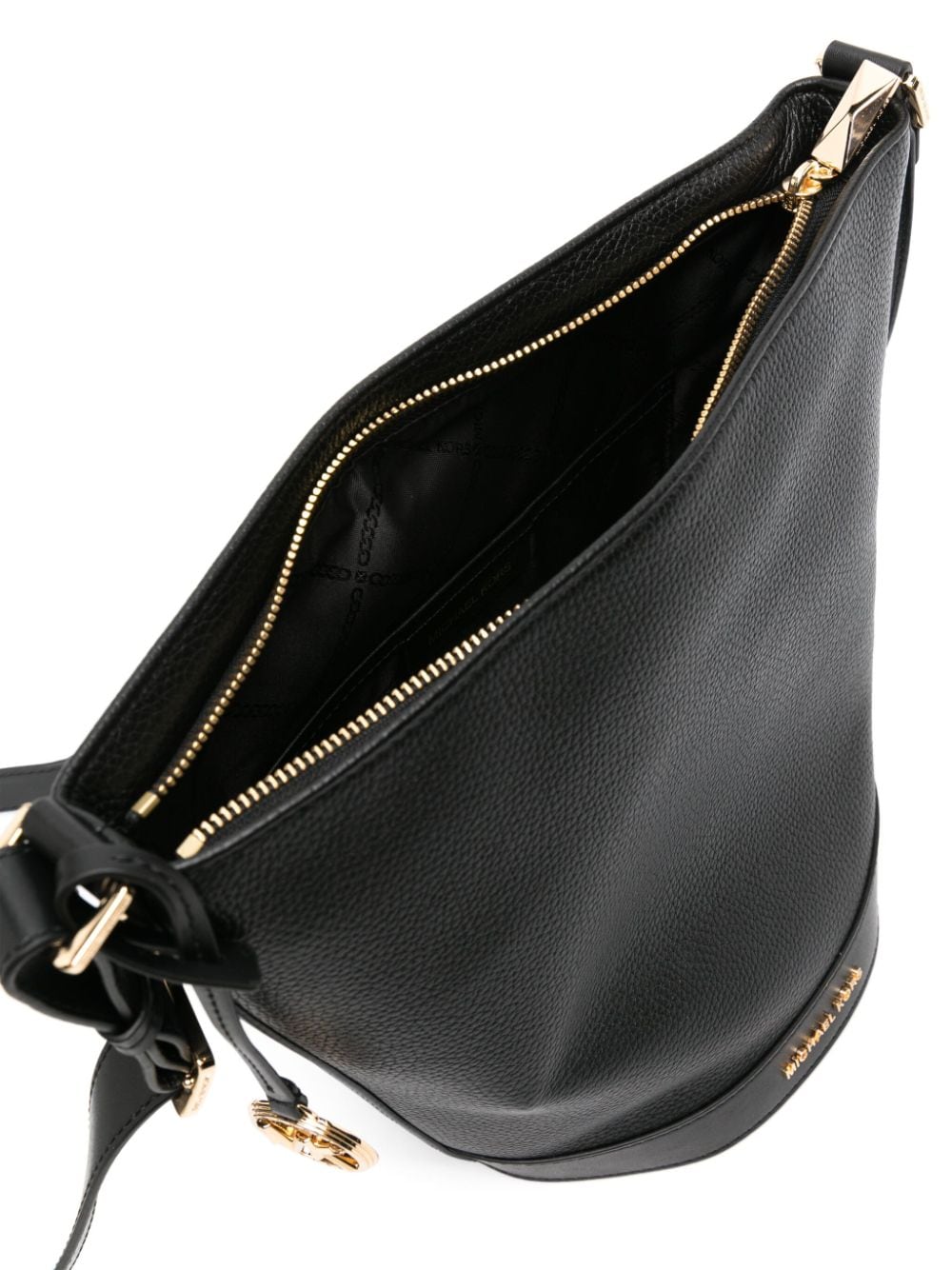 Shop Michael Michael Kors Medium Townsend Leather Bucket Bag In Black